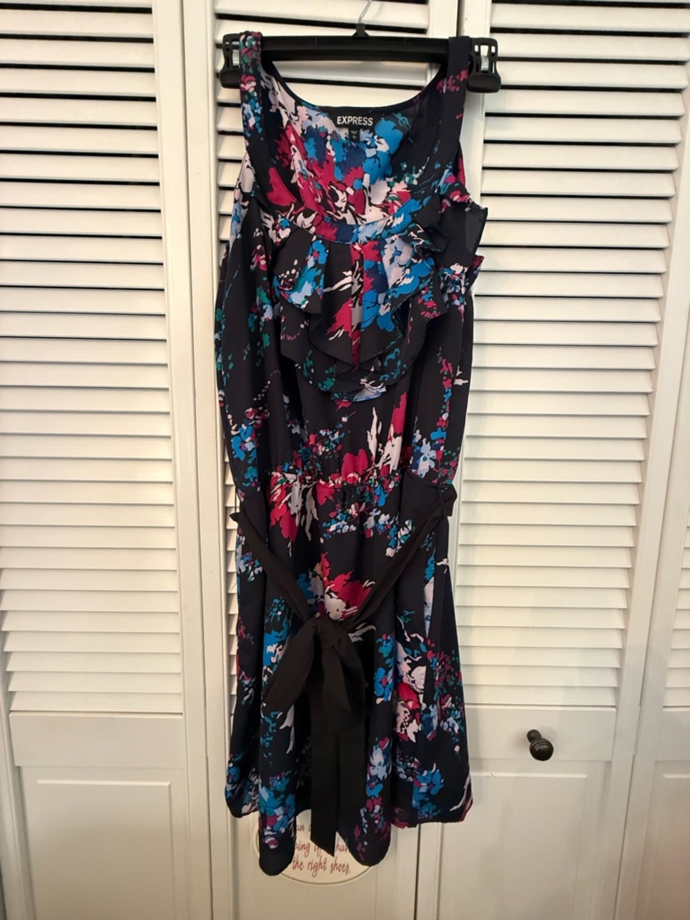 Express Floral Sleeveless Dress in Navy, Blue & Magenta size L
